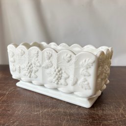 Milk Glass Rectangular 'grapevine' Bowl