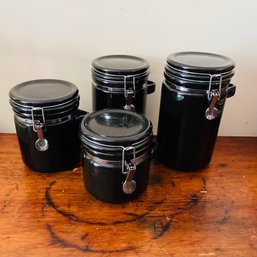 Set Of 4 Black Food Canisters