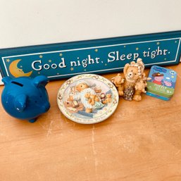 Good Night Sign, Cherished Teddy Plate, Piggy Bank & More (NK)