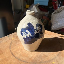 Ceramic Painted Jug By Northwood Pottery, Northwood, NH Blue And Cream (Garage Left)