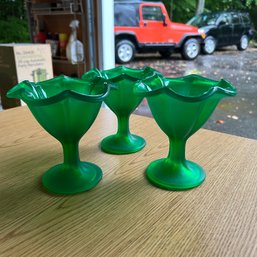 Set Of Three Green Dessert Glasses (Garage)