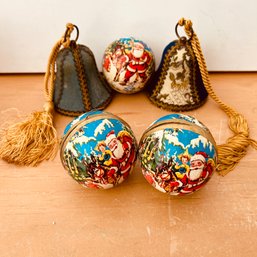 Vintage West Germany Christmas Candy Balls & Bell Music Boxes (not Working) (NK)