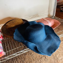 Set Of Three Women's Straw Hats (Upstairs Shelf)