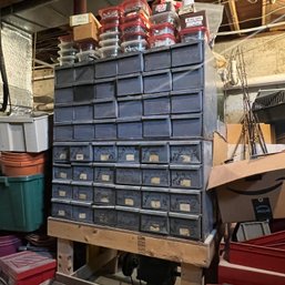 Metal Drawer Unit On Stand With Contents (Basement)