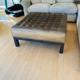 Large Tufted Leather Ottoman (Living Room)