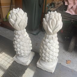 Pair Of 2' High, Henri Studio Cement Pineapples (Shed)