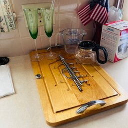 Kitchen Goods: Cutting Board, Stemware, Pyrex Measuring Cup, Etc. (Kitchen)