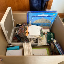 Box Lot With Lots Of Unused Vintage Stationary And Other Trinkets (Upstairs BR)