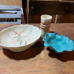 Pair Of Ceramic Bowls And Small Vase (Garage)