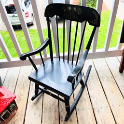 Black Children's Rocking Chair With Painting