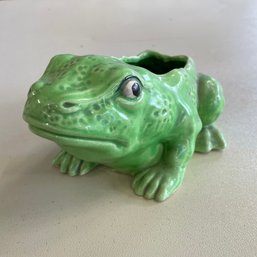 Adorable Vintage Ceramic Frog Figurine/Planter Or Storage Vessel