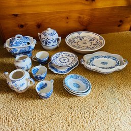 Vintage Blue And White China Set