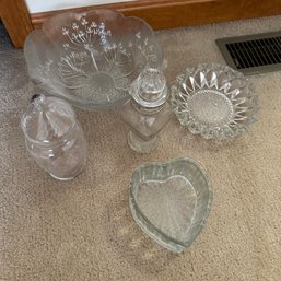 Assorted Vintage Glassware, Lidded Jars, And More (Upstairs BR)