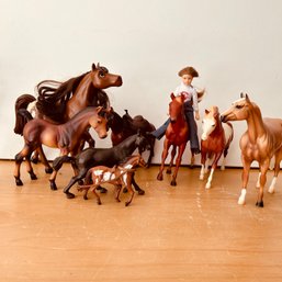 Collectible Toy Horses & Rider, Including 3 Vintage Brier Horses (NK)