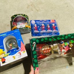 Snoopy Snow Globe, Holiday Elves Plus Hot Wheels Speedster & Santa's Helper (BSMT)