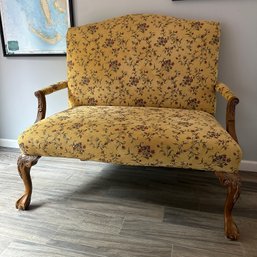 Lovely Yellow Floral Sofa With Wooden Legs (Entry - 62288)