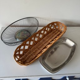 Trio Of Baskets, Including Two Metal (Upstairs BR)