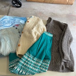 Vintage Irish Wool Sweaters And Skirt