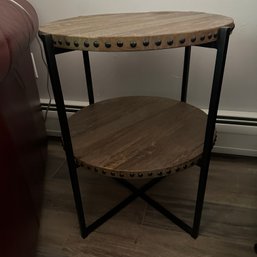 Great Two-Tiered Studded Edge Side Table (Entry - 62291)