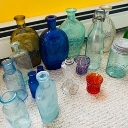 Mixed Lot Of Vintage Colorful Glass Bottles (DR In Box)