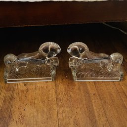 Pair Of Vintage Hollow Glass Horse Bookends (Bedroom 2)