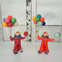 Pair Of Painted Paper Mache Clown Figures (OA)