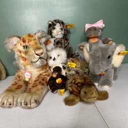 Assortment Of Vintage Steiff Stuffed Animals Including Leopard & Chimpanzee (Garage)