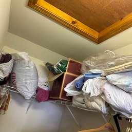 Closet Lot With Assorted Blankets, Linens, Pillows, And More (Upstairs BR)