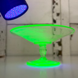 Vintage URANIUM GLASS Footed Bowl (OA)