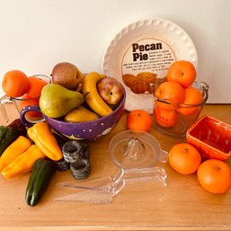 Pecan Pie Dish, Faux Fruit & Veggies, Colorful Mug, Napkin Rings & More (NK)