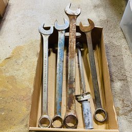 Assorted Wrench Lot With Vintage Torque Wrench (Under Left Table)