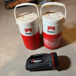 Vintage Marlboro Coleman Drink Coolers And Flashlight (Basement 3)