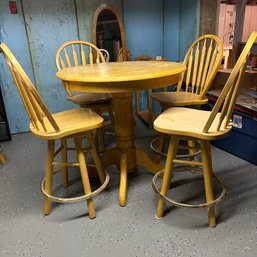 Wooden Bar Height Table With Four Stools (BSMT - 62300)