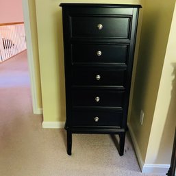 Tall Dark Finish Wooden Chest Of Drawers (Bedroom 3)