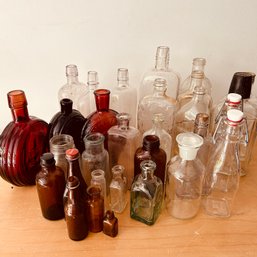 Glass Bottle Lot In A Variety Of Shapes & Colors - Some Embossed (NK)