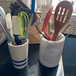 Knife Block With Showtime 6 Star Knives, & 2 Utensil Holders With Kitchen Utensils (Kitchen)