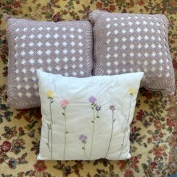 Trio Of Pretty Light Purple Toned Pillows (Upstairs BR)