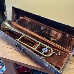 Wow! Vintage Brass OLDS Ambassador Trombone With Case! (attic) See Description