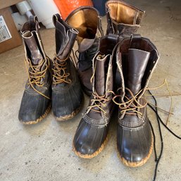 Set Of 3 Winter Leather Boots Men's And Women's - With Vintage L.L. Bean (garage)