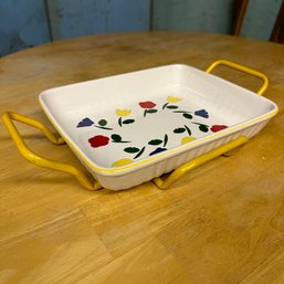 Adorable Vintage Tulip Casserole Dish With Metal Holder (BSMT - 62303)