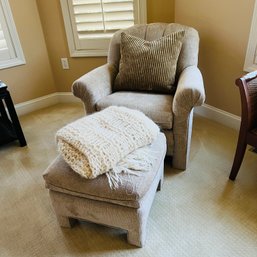 Upholstered Arm Chair With Ottoman And Throw Blanket (Master Bedroom)