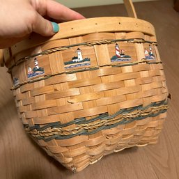 Sailboat Basket With Bonus Sailboat Cafe Curtains - See Notes (bsmt)