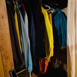 Assorted L.l. Bean Coats, An Eddie Bauer Jacket, And Rain Coats/Pants - Mostly Sizes M/L (Basement)