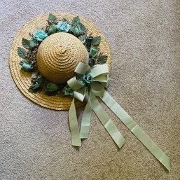 Small Decorative Wicker Hat With Ribbon And Faux Florals (Bedroom 3)