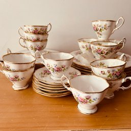 Royal Albert Moss Rose Bone China, Plates, Teacups & Saucers (NK)