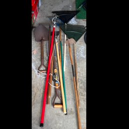 Assorted Rakes, Shovels And Other Lawn Tools (Garage)
