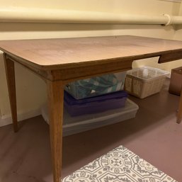 Vintage Laminate And Wood Table, With Leaf, 46-58' Long