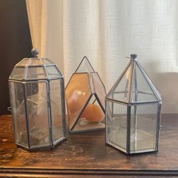 Vintage Lot Of 3 Terrariums/Tea Light Holders (Living Room)