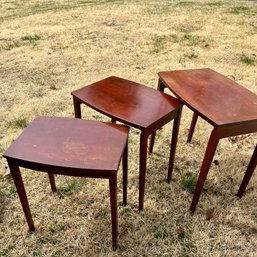 Trio Of Vintage MERSMAN Wooden Nesting Tables