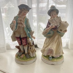 Set Of 2 Porcelein Victorian Man & Woman Figurines (Living Room)